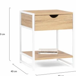 Lot de 2 tables de chevet métal blanc et bois*IDMarket Outlet
