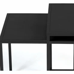 Lot de 2 tables gigognes métal noir carrées 40 cm et 45 cm*IDMarket New