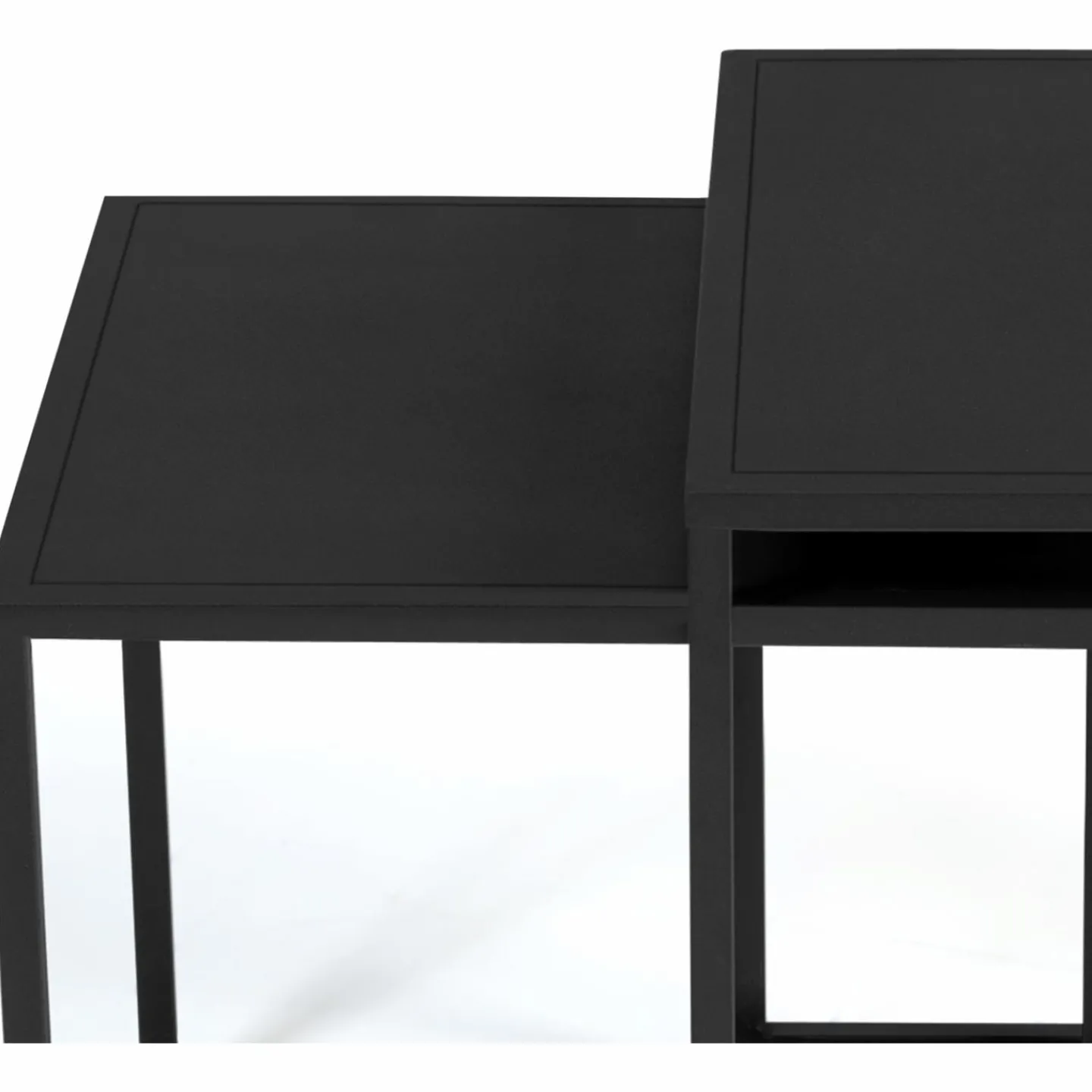 Lot de 2 tables gigognes métal noir carrées 40 cm et 45 cm*IDMarket New