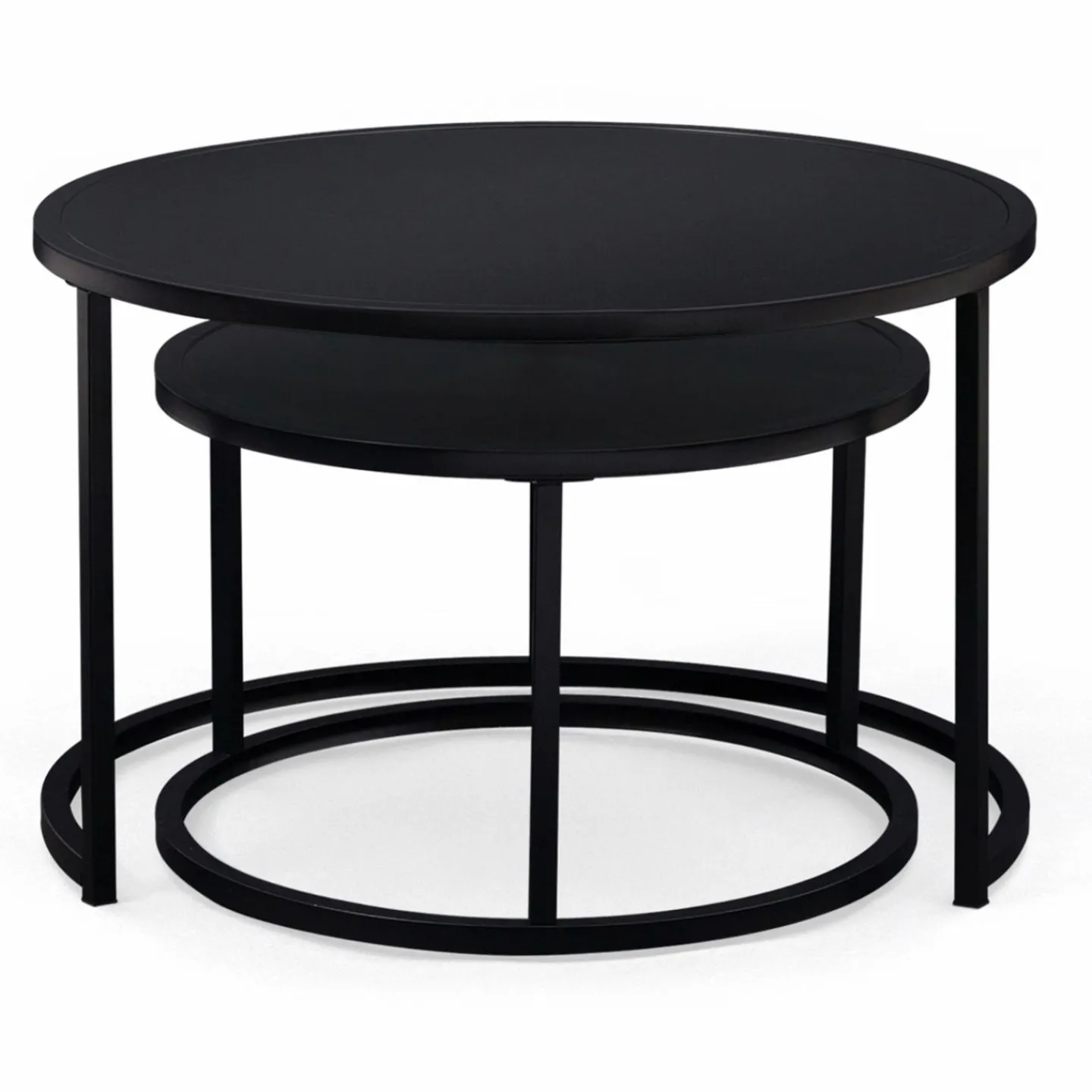 Lot de 2 tables gigognes rondes métal noir 54 cm et 70 cm*IDMarket Clearance