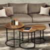 Lot de 3 tables gigognes rondes style industriel bois foncé*IDMarket Clearance