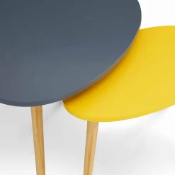 Lot de 2 tables gigognes scandinaves laquées gris et jaune*IDMarket Discount
