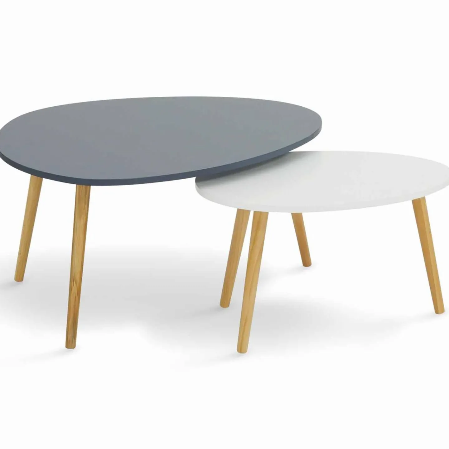 Lot de 2 tables gigognes scandinaves laquées blanc et gris*IDMarket Discount