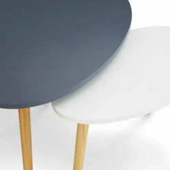Lot de 2 tables gigognes scandinaves laquées blanc et gris*IDMarket Discount