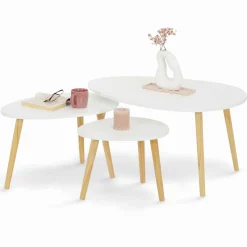 Lot de 3 tables gigognes scandinaves laquées blanc*IDMarket Outlet