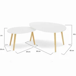 Lot de 2 tables gigognes scandinaves laquées blanc*IDMarket Best