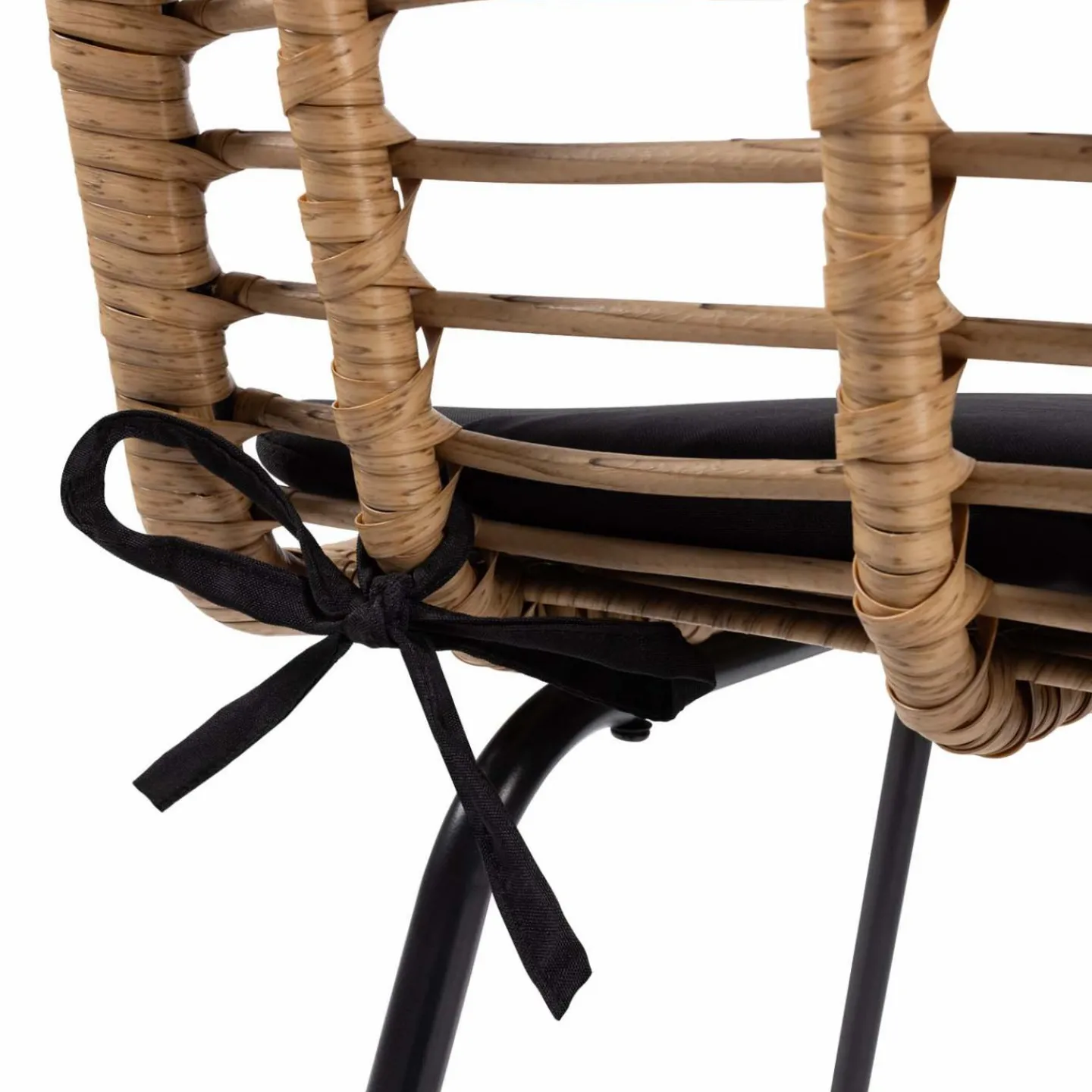 Lot de 2 tabourets de bar effet rotin pied métal noir*IDMarket Hot