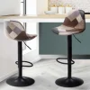 Lot de 2 tabourets de bar design pied noir assise patchwork marron*IDMarket Online