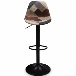 Lot de 2 tabourets de bar design pied noir assise patchwork marron*IDMarket Online