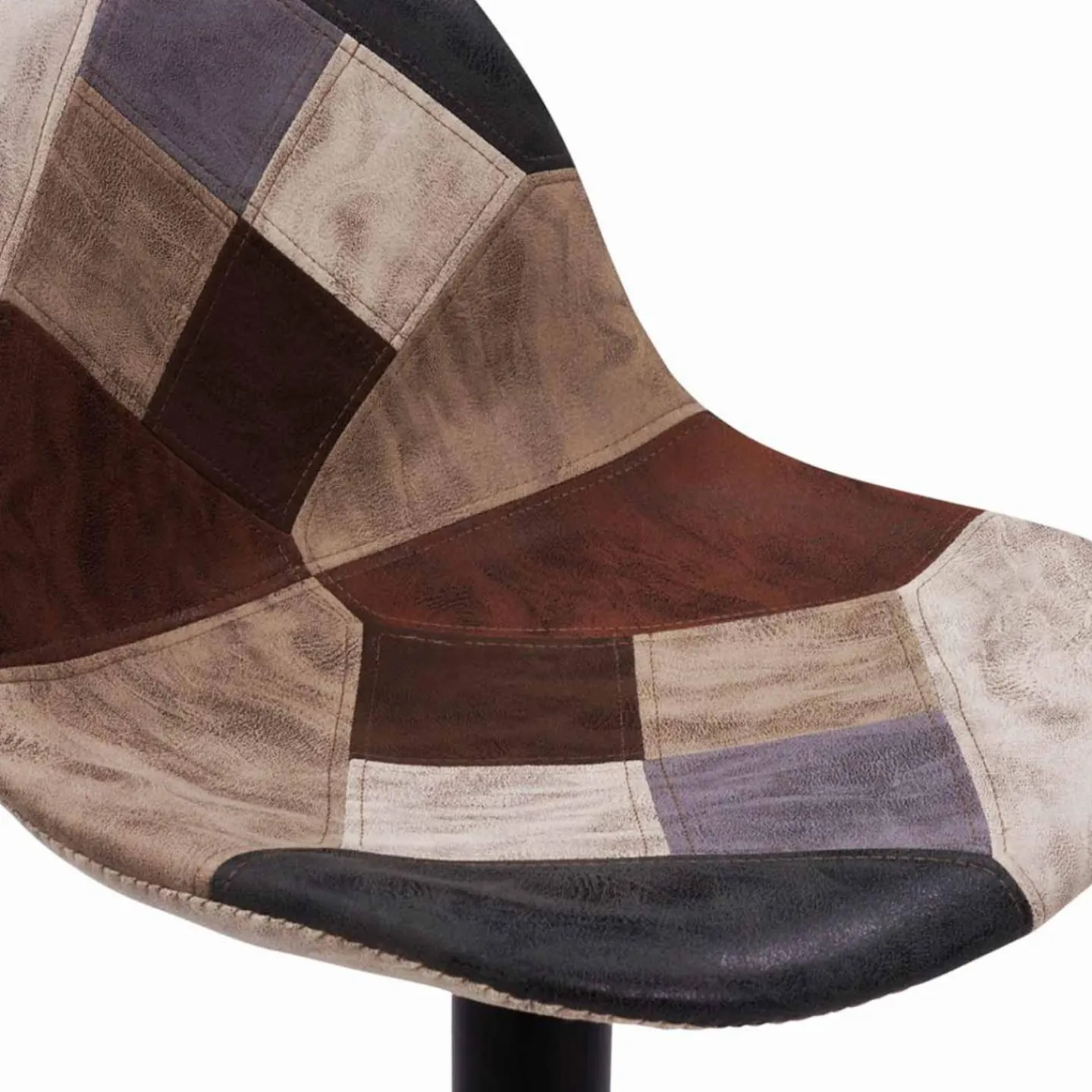 Lot de 2 tabourets de bar design pied noir assise patchwork marron*IDMarket Online