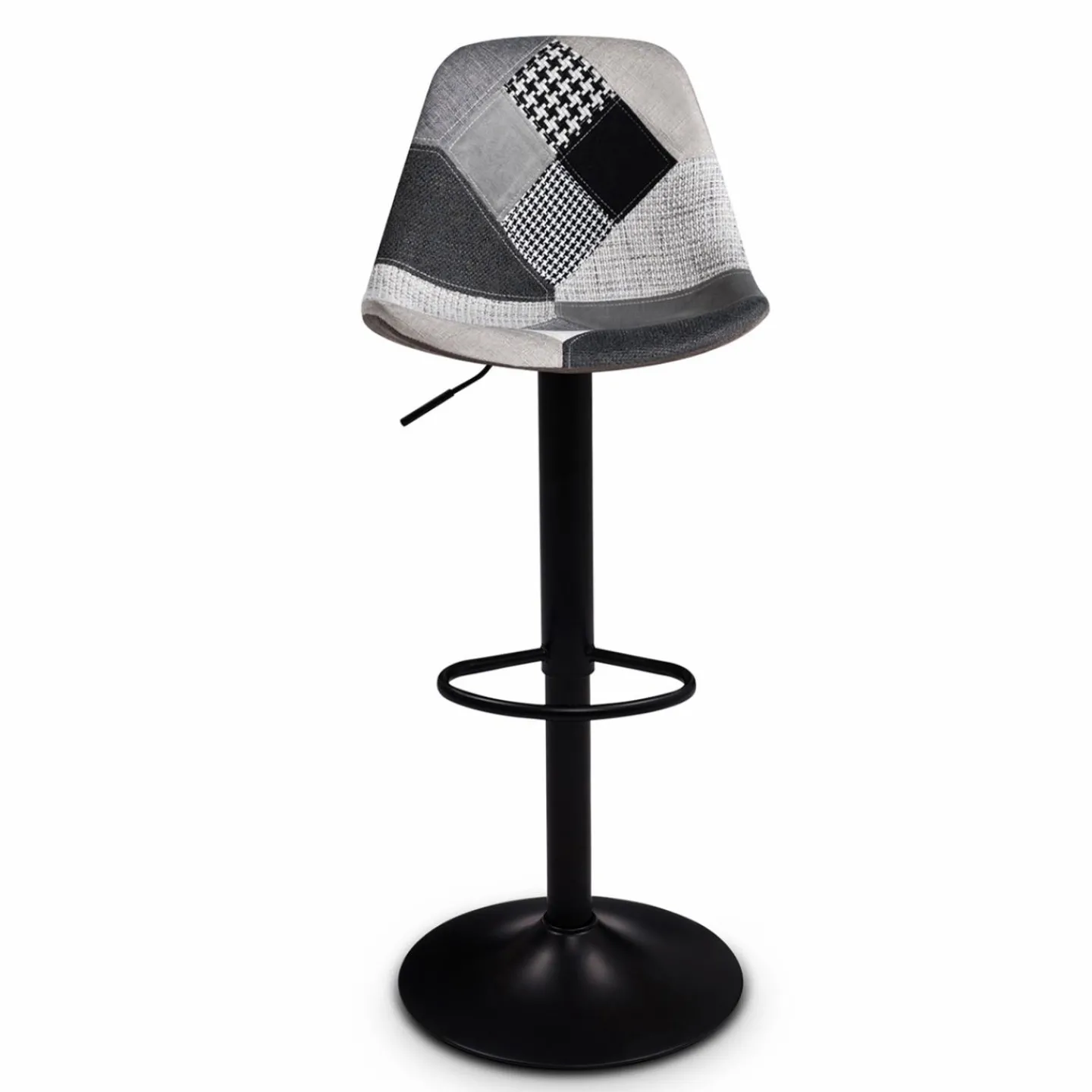 Lot de 2 tabourets de bar noirs réglables patchworks noirs, gris et blancs*IDMarket Online