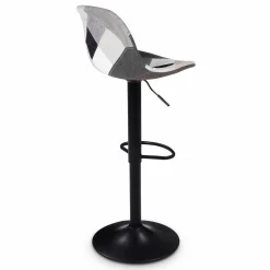 Lot de 2 tabourets de bar noirs réglables patchworks noirs, gris et blancs*IDMarket Online