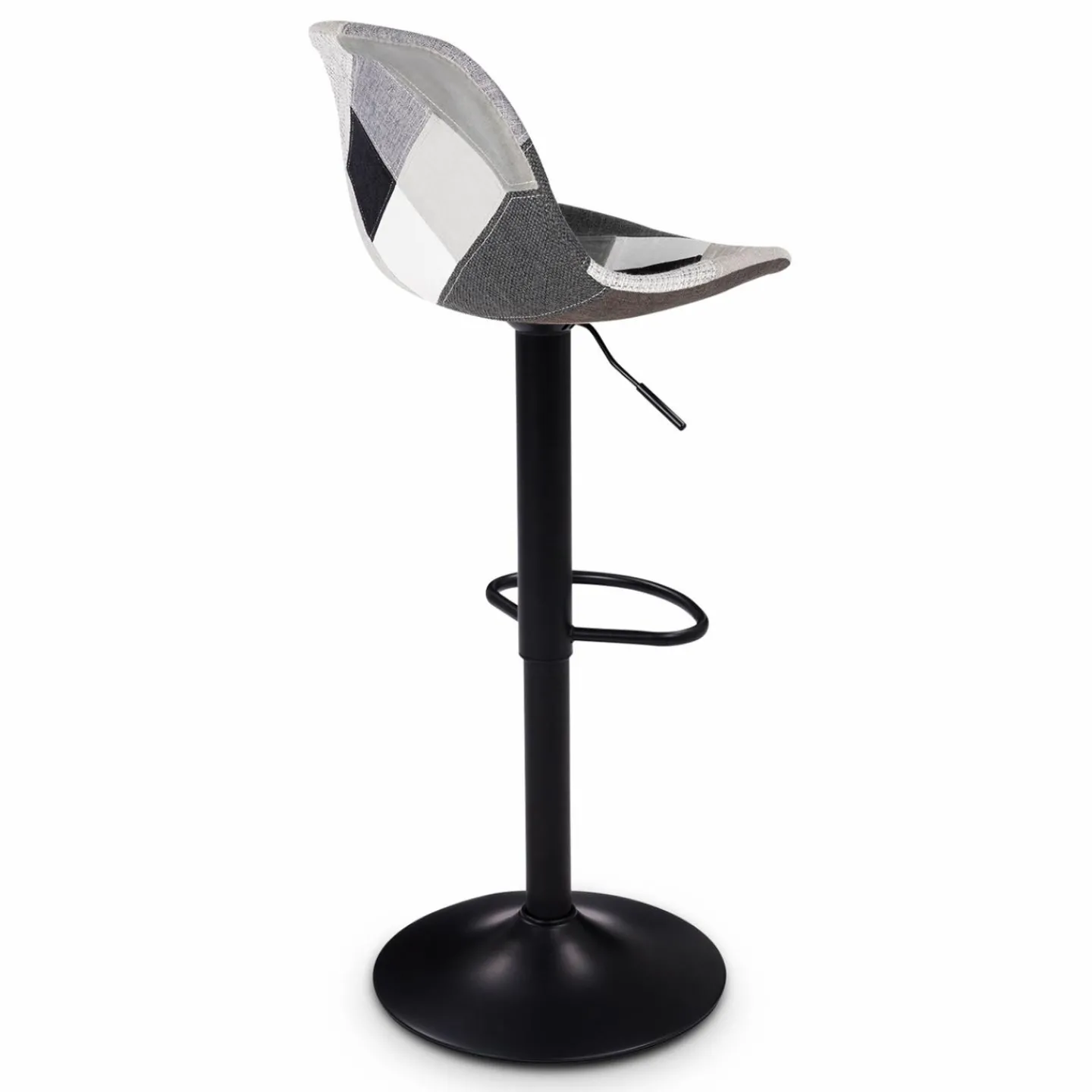 Lot de 2 tabourets de bar noirs réglables patchworks noirs, gris et blancs*IDMarket Online