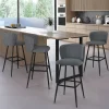Lot de 4 tabourets de bar assise en tissu gris foncé et pieds en métal noir*IDMarket Online