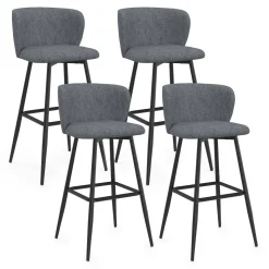 Lot de 4 tabourets de bar assise en tissu gris foncé et pieds en métal noir*IDMarket Online