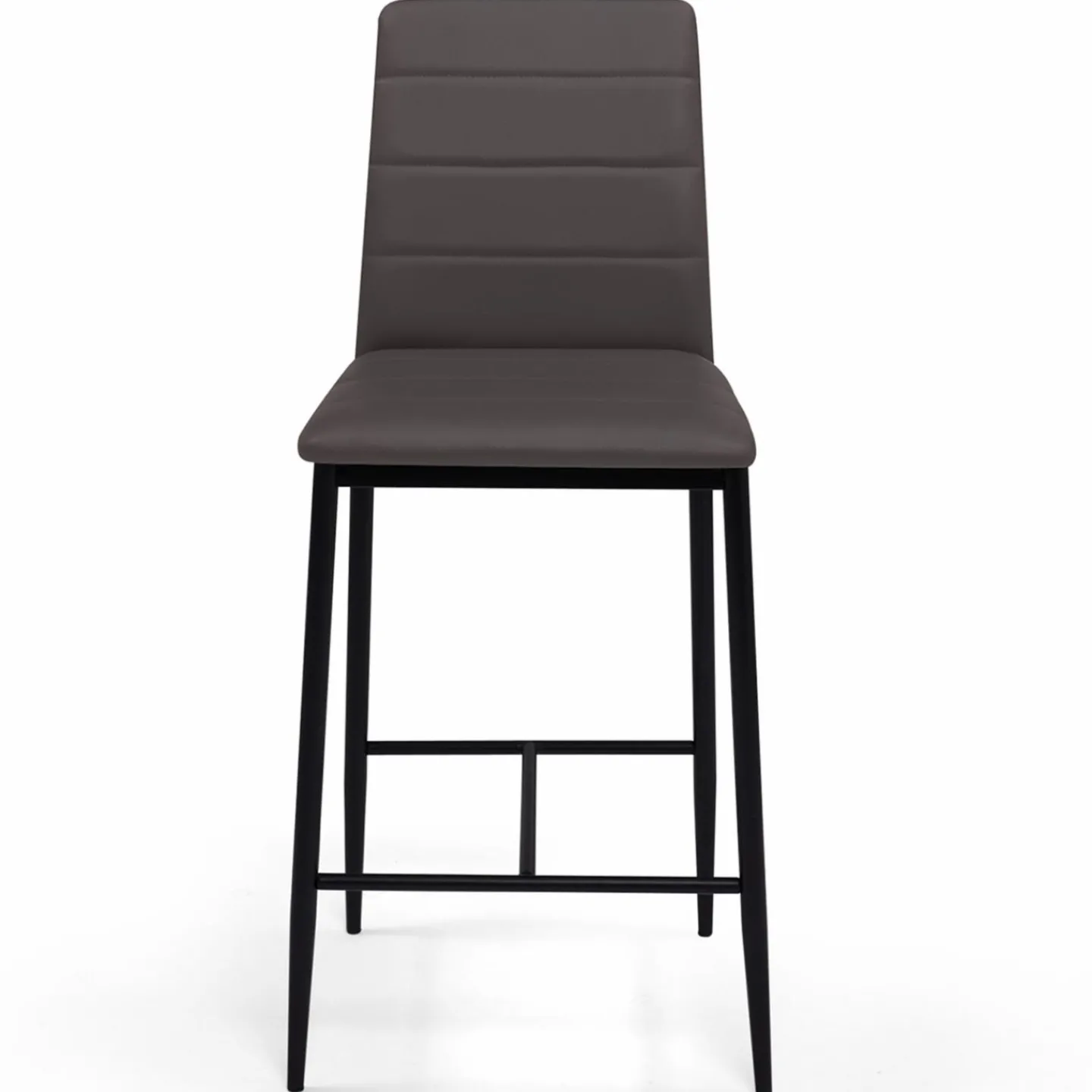 Lot de 4 tabourets de bar en PVC gris rembourrés*IDMarket New