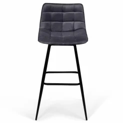 Lot de 2 tabourets de bar en velours gris foncé*IDMarket New