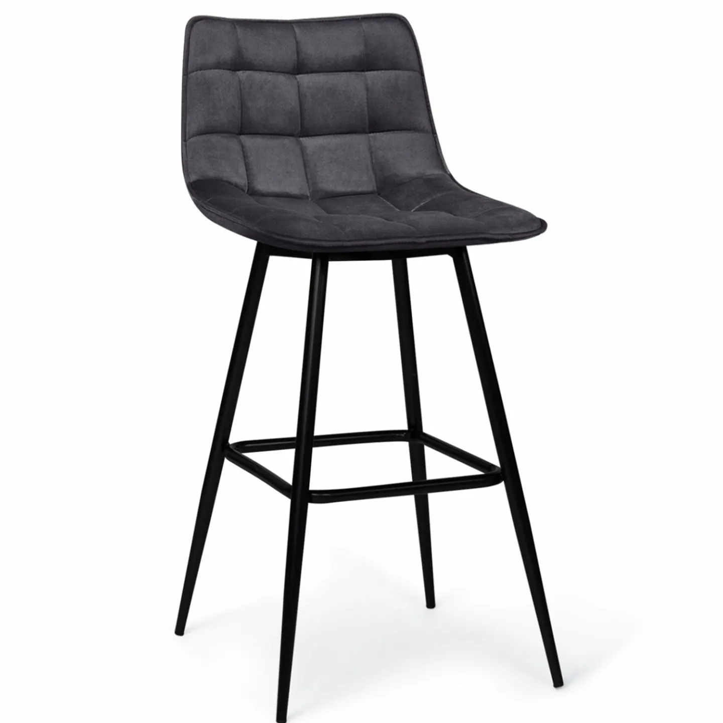 Lot de 2 tabourets de bar en velours gris foncé*IDMarket New