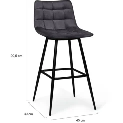 Lot de 2 tabourets de bar en velours gris foncé*IDMarket New