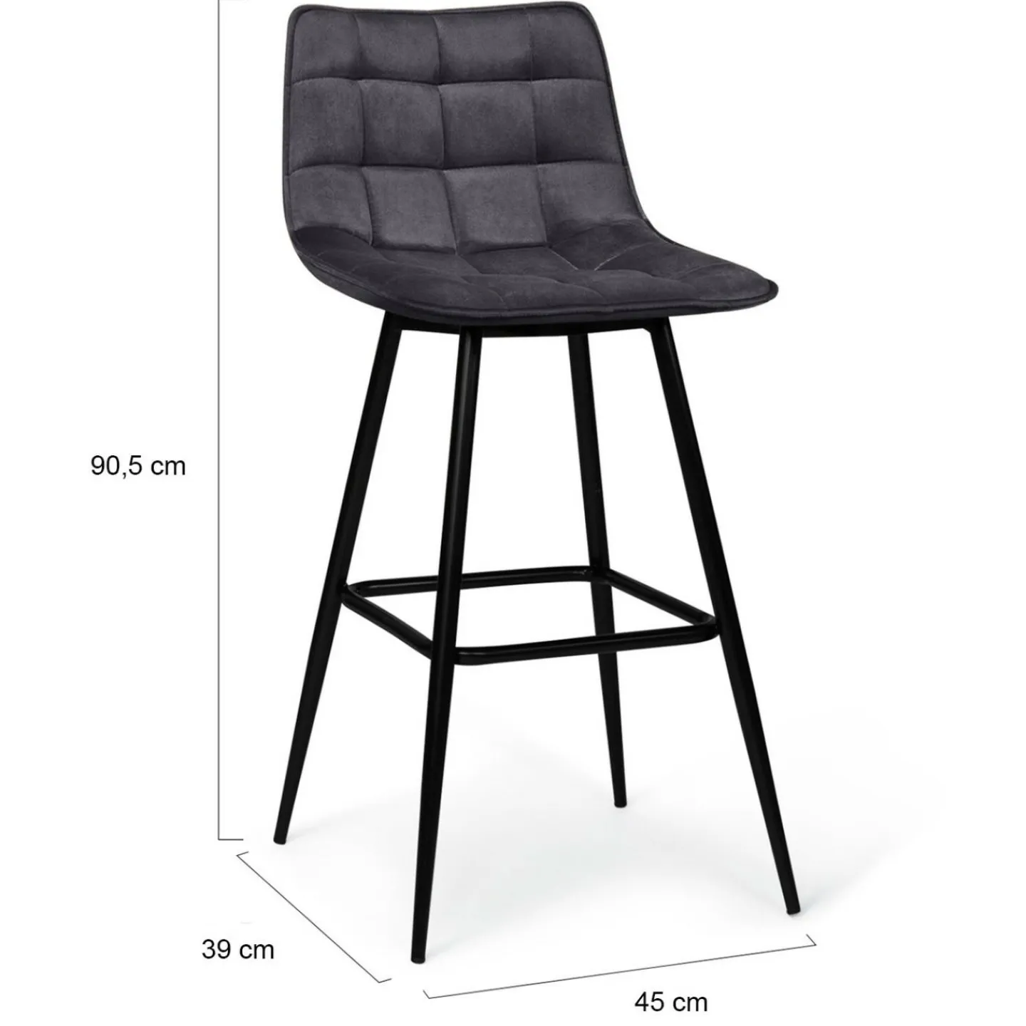 Lot de 2 tabourets de bar en velours gris foncé*IDMarket New