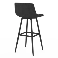 Lot de 2 tabourets de bar en velours noir*IDMarket Best