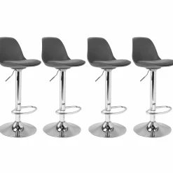 Lot de 4 tabourets de bar gris réglables pied métal*IDMarket Best