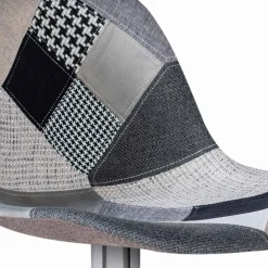 Lot de 2 tabourets de bar design pied chromé assise patchwork noir, gris et blanc*IDMarket Discount