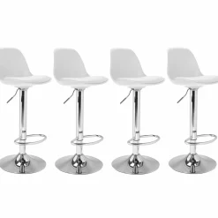 Lot de 4 tabourets de bar blanc réglables pied métal*IDMarket Sale