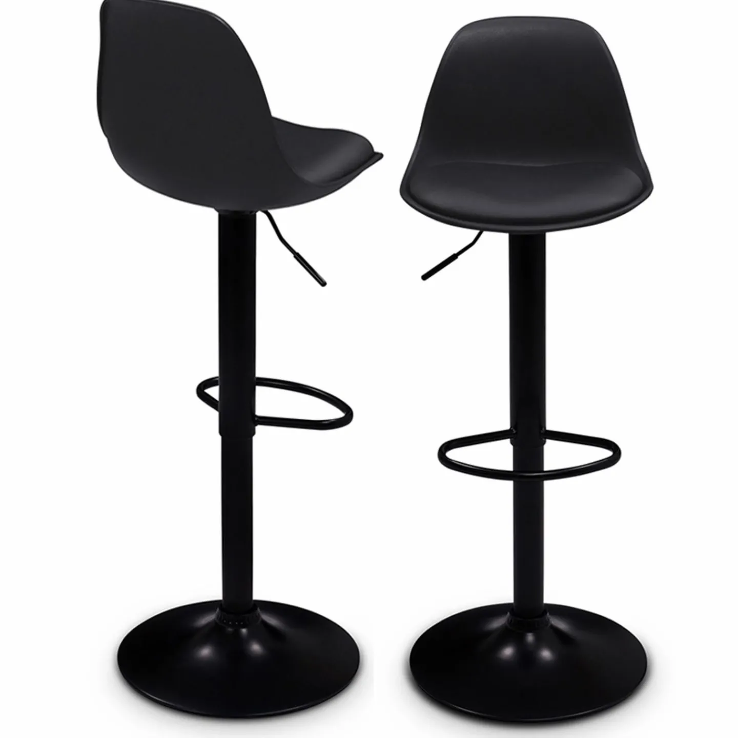 Lot de 2 tabourets de bar noir réglables*IDMarket Best