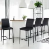 Lot de 4 tabourets de bar en PVC noir rembourrés*IDMarket Best