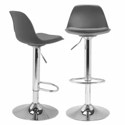 Lot de 2 tabourets de bar Karl design gris*IDMarket Outlet