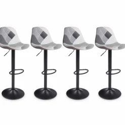 Lot de 4 tabourets de bar design patchworks noir, gris et blanc*IDMarket Clearance
