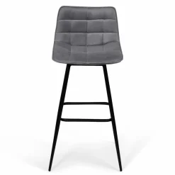 Lot de 4 tabourets gris clair en velours matelassé*IDMarket Outlet