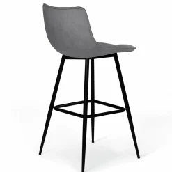 Lot de 4 tabourets gris clair en velours matelassé*IDMarket Outlet