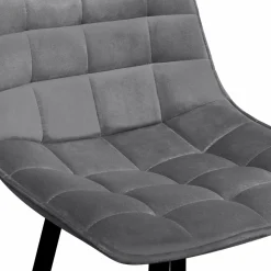 Lot de 4 tabourets gris clair en velours matelassé*IDMarket Outlet