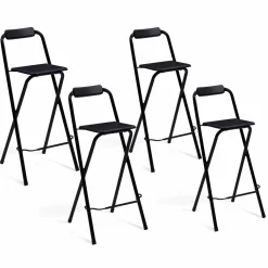 Lot de 4 tabourets hauts pliants noirs*IDMarket