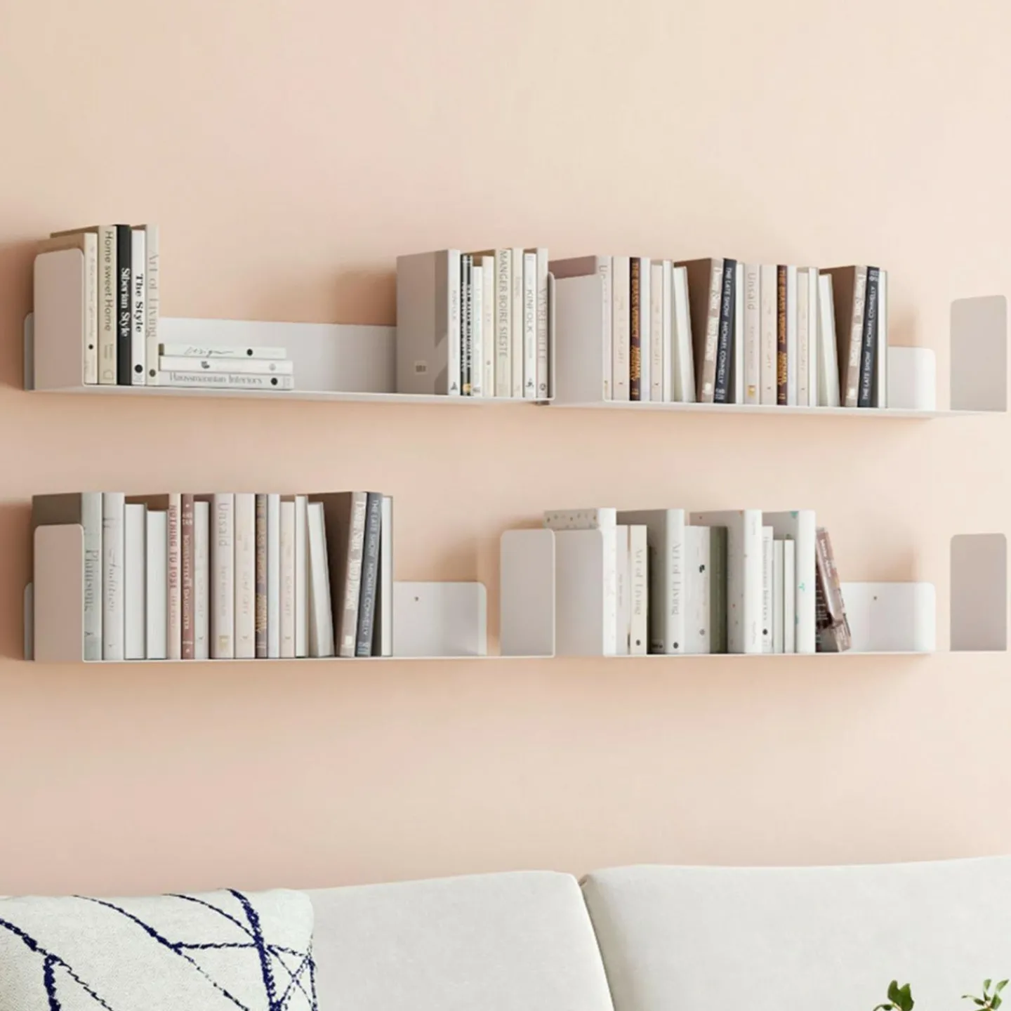 Lot de 4 étagères blanches 60x15 cm pour livres*IDMarket Outlet