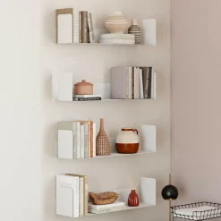 Lot de 4 étagères blanches 60x15 cm pour livres*IDMarket Outlet