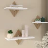 Lot de 3 étagères murales couleur hêtre et blanc*IDMarket