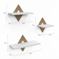 Lot de 3 étagères murales couleur hêtre et blanc*IDMarket