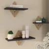 Lot de 3 étagères murales couleur hêtre et noir*IDMarket Clearance