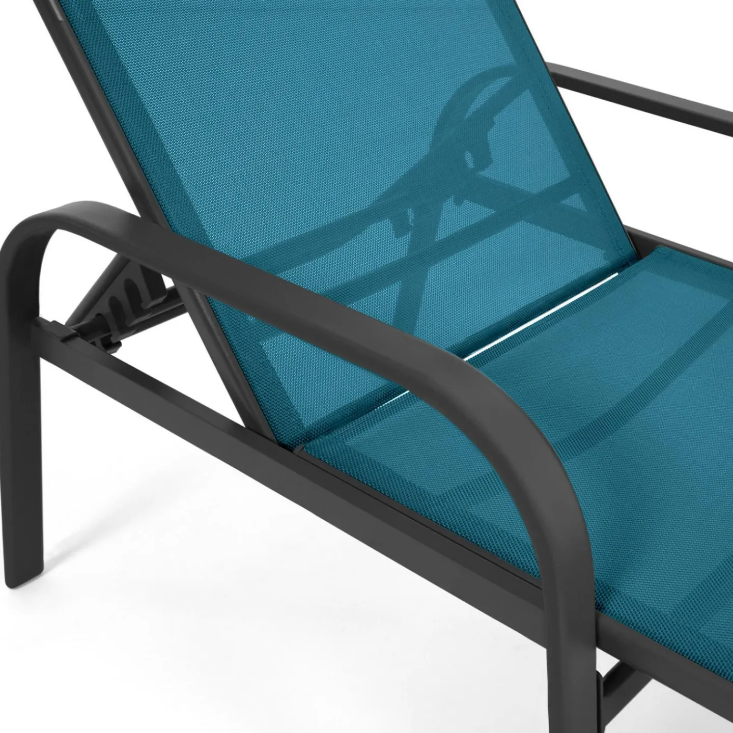 Lot de 2 transats de jardin inclinables toile bleu canard et acier gris anthracite*IDMarket