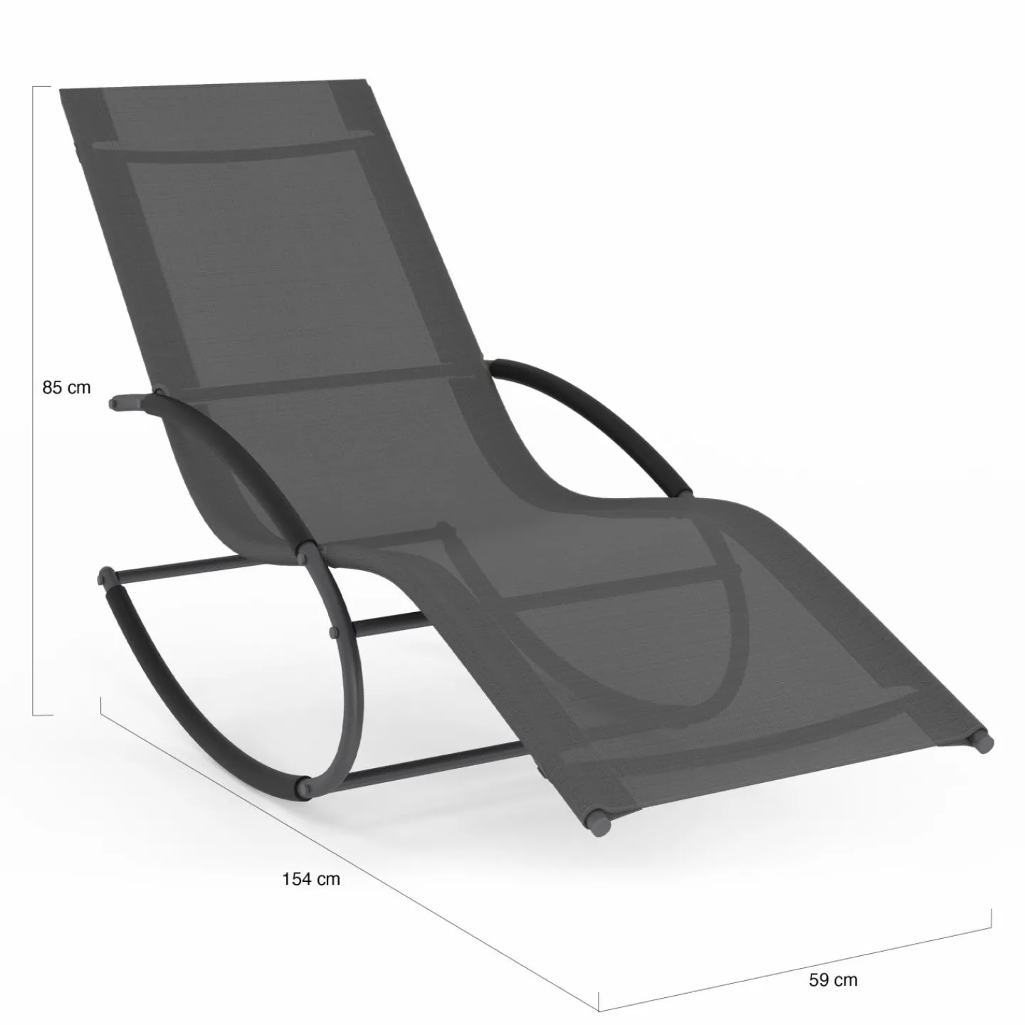 Lot de 2 transats de jardin à bascule gris en acier et avec une toile grise*IDMarket Online