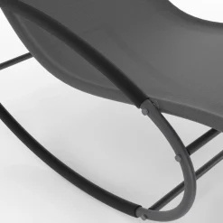 Lot de 2 transats de jardin à bascule gris en acier et avec une toile grise*IDMarket Online