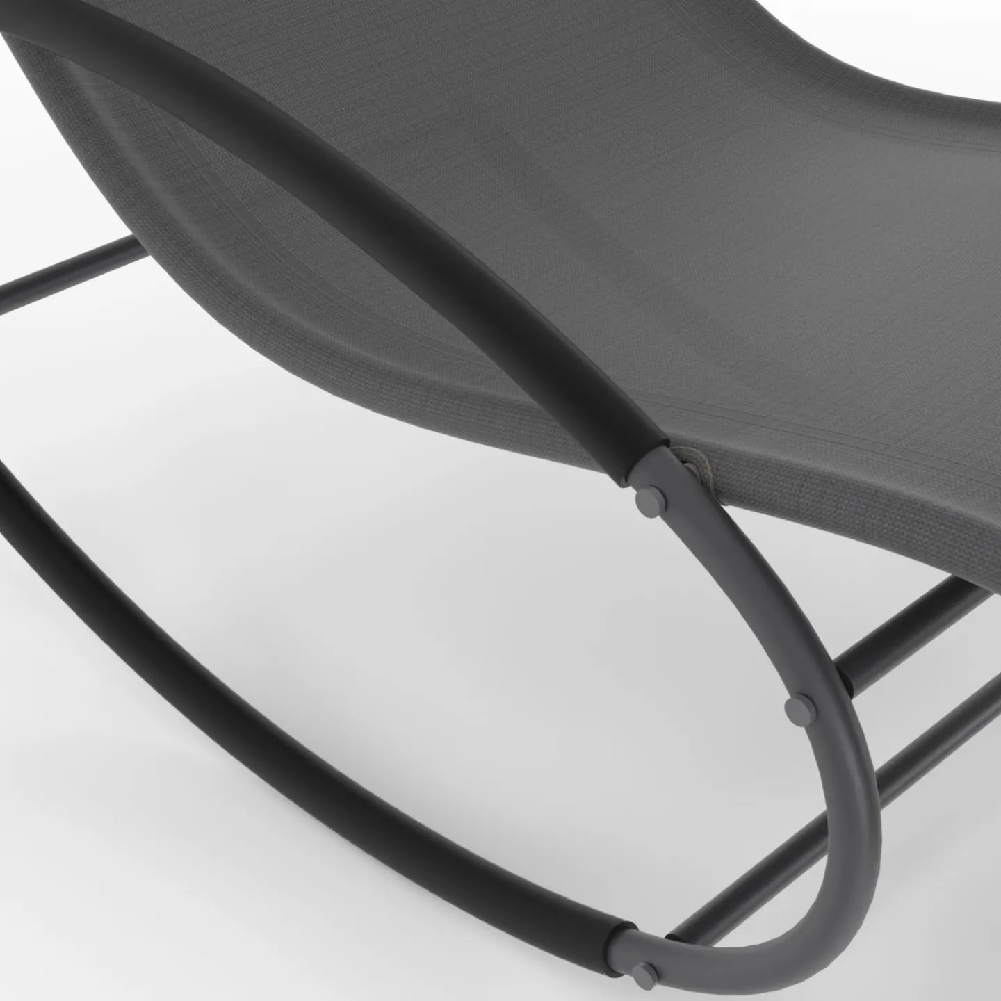 Lot de 2 transats de jardin à bascule gris en acier et avec une toile grise*IDMarket Online