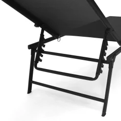 Lot de 2 transats de jardin inclinables toile et acier noir*IDMarket Best