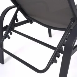 Lot de 2 transats inclinables pour jardin en acier gris et toile grise*IDMarket Sale