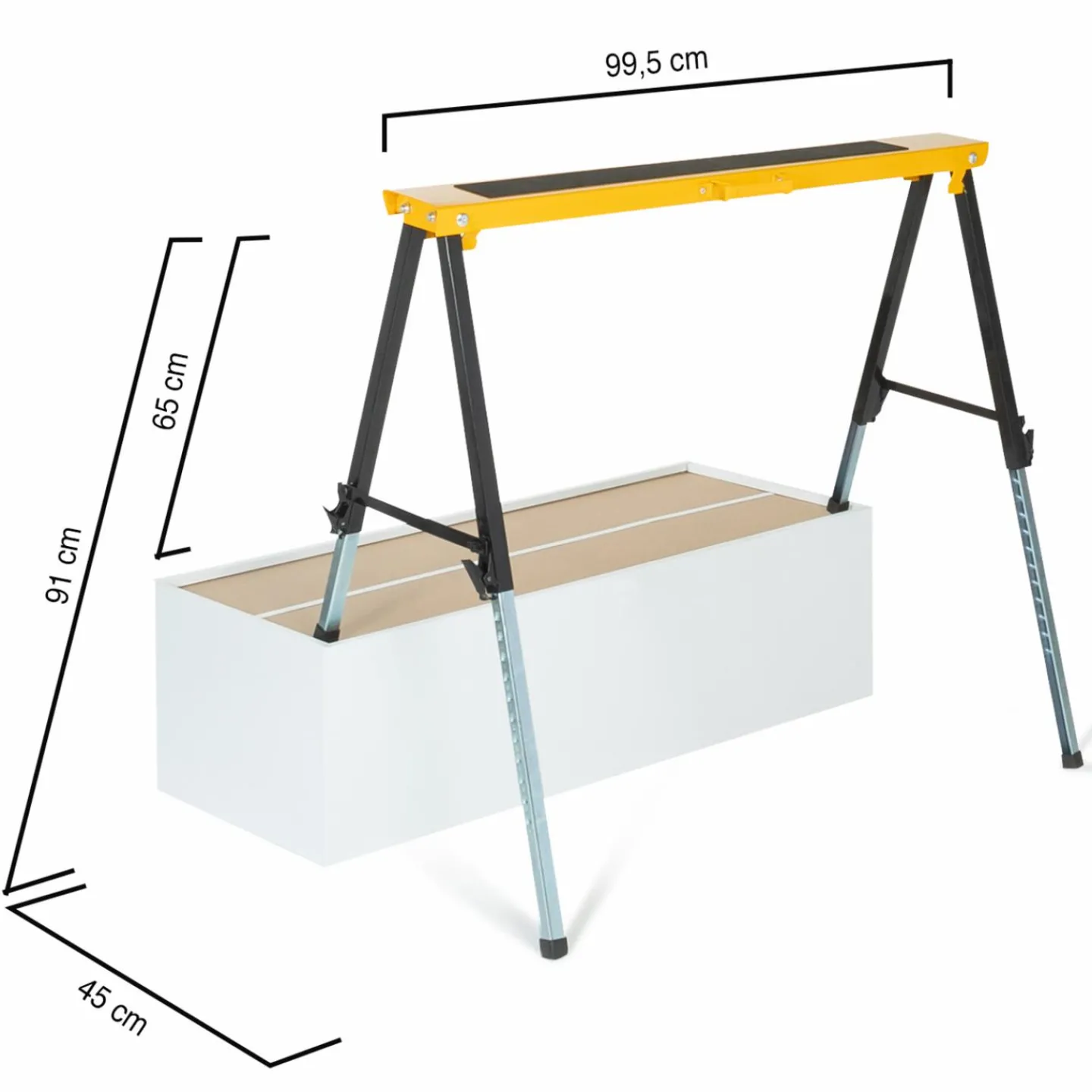 Lot de 2 tréteaux pliables avec plateau antiglisse*IDMarket Outlet
