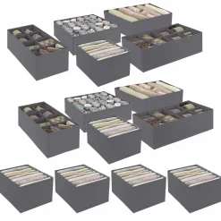 Lot de boites de rangement organisateur de dressing gris anthracite*IDMarket Hot