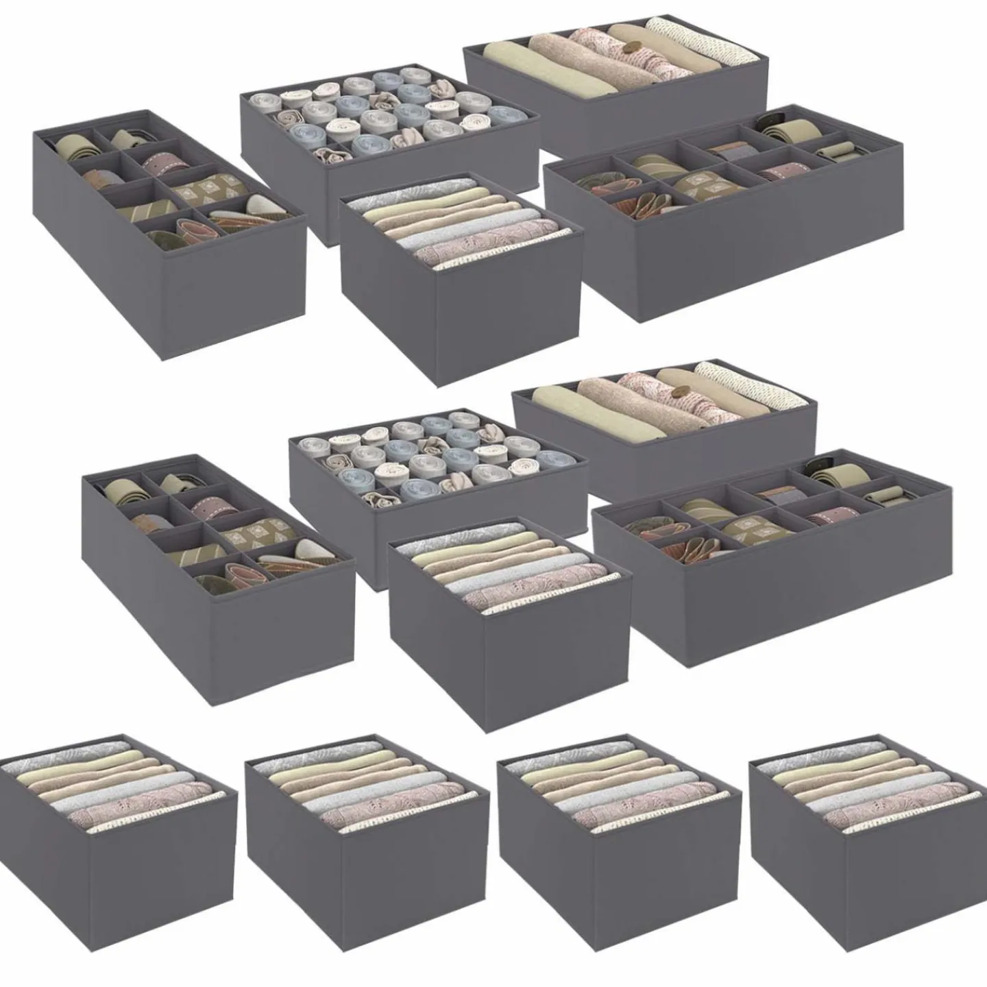 Lot de boites de rangement organisateur de dressing gris anthracite*IDMarket Hot